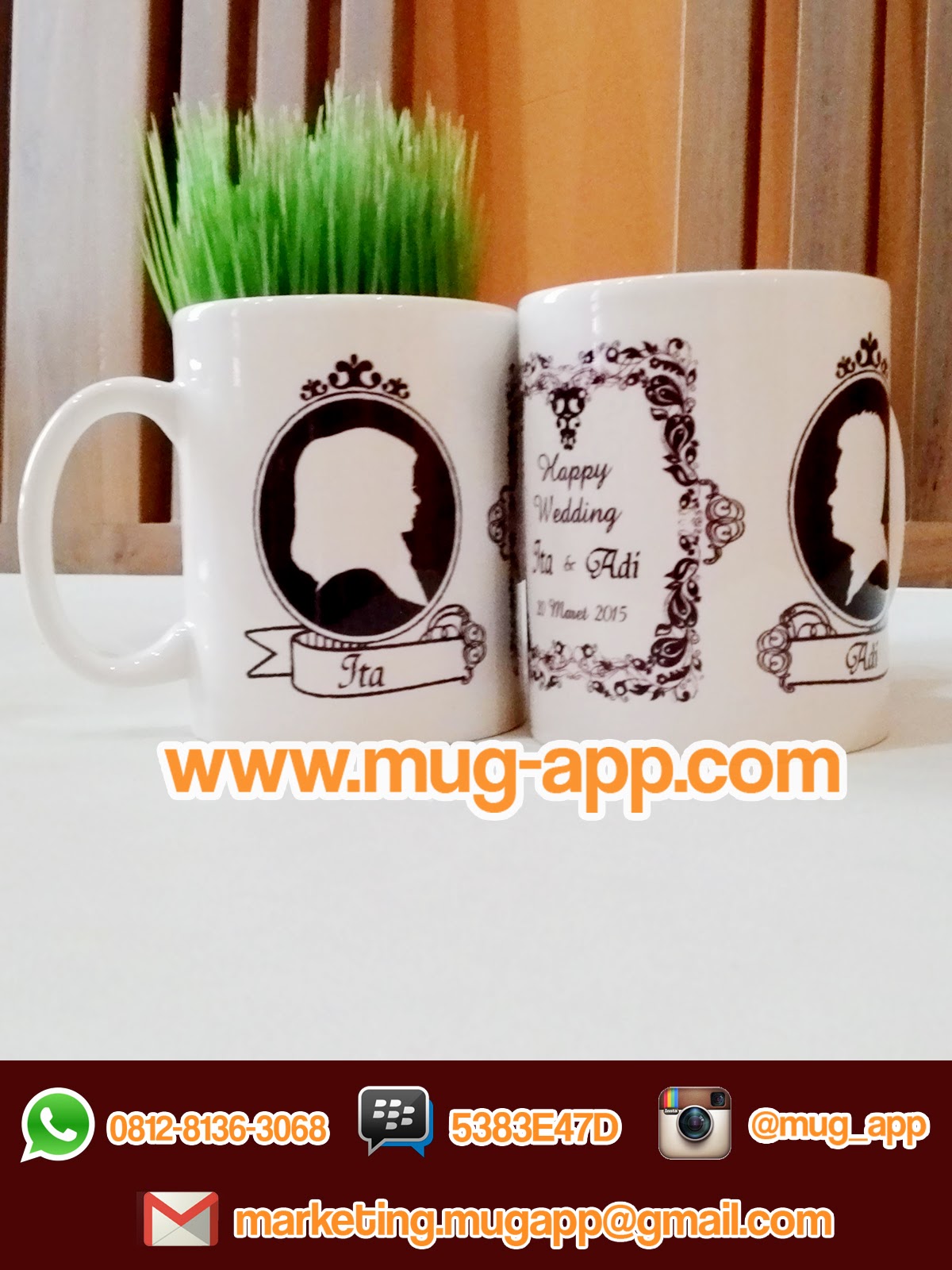 Mug Desain Siluet Wedding Mug dan Souvenir Promosi