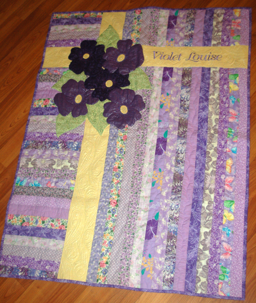 Stitchnquilt Blogger's Quilt Festival Entry Violets Quilt