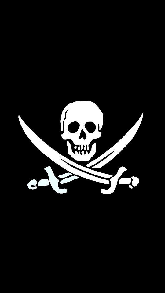 Jolly Roger Pirate Skull Black And White  Android Best Wallpaper