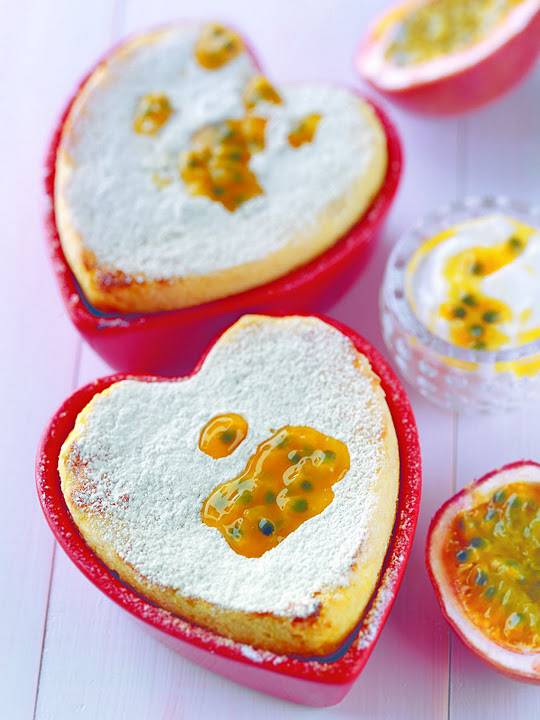 Pink Grapefruit And Greek Yoghurt Soufflé With Passion Fruit