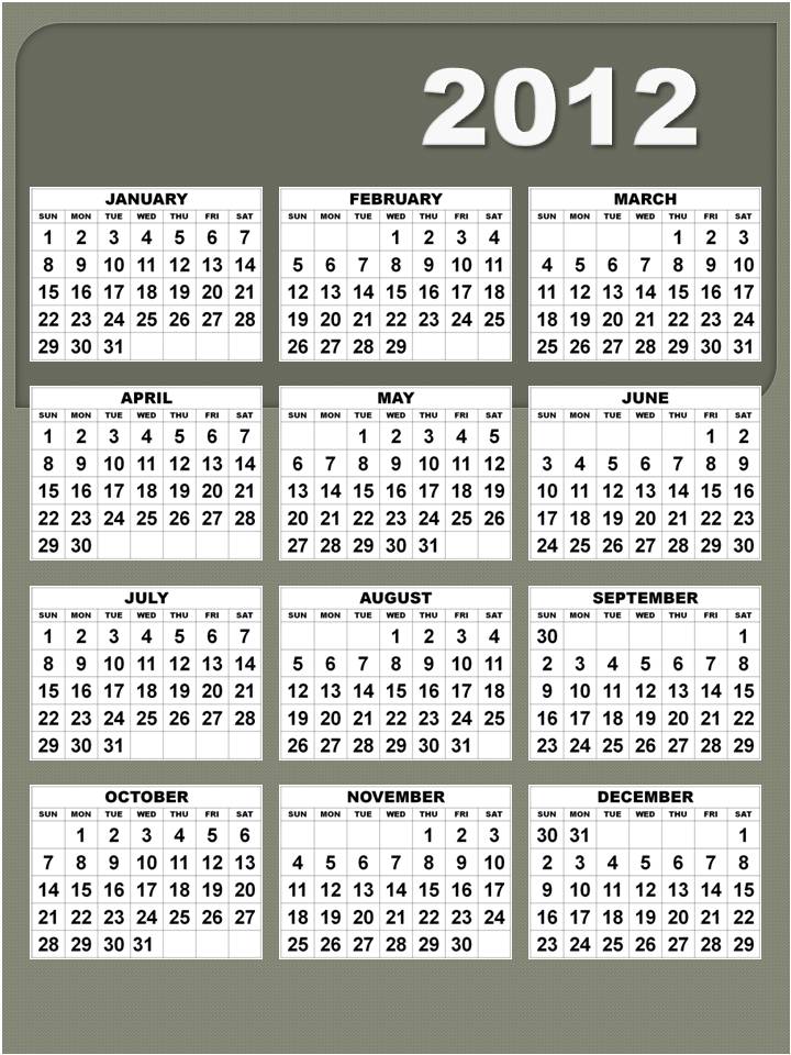 january 2012 holidays.