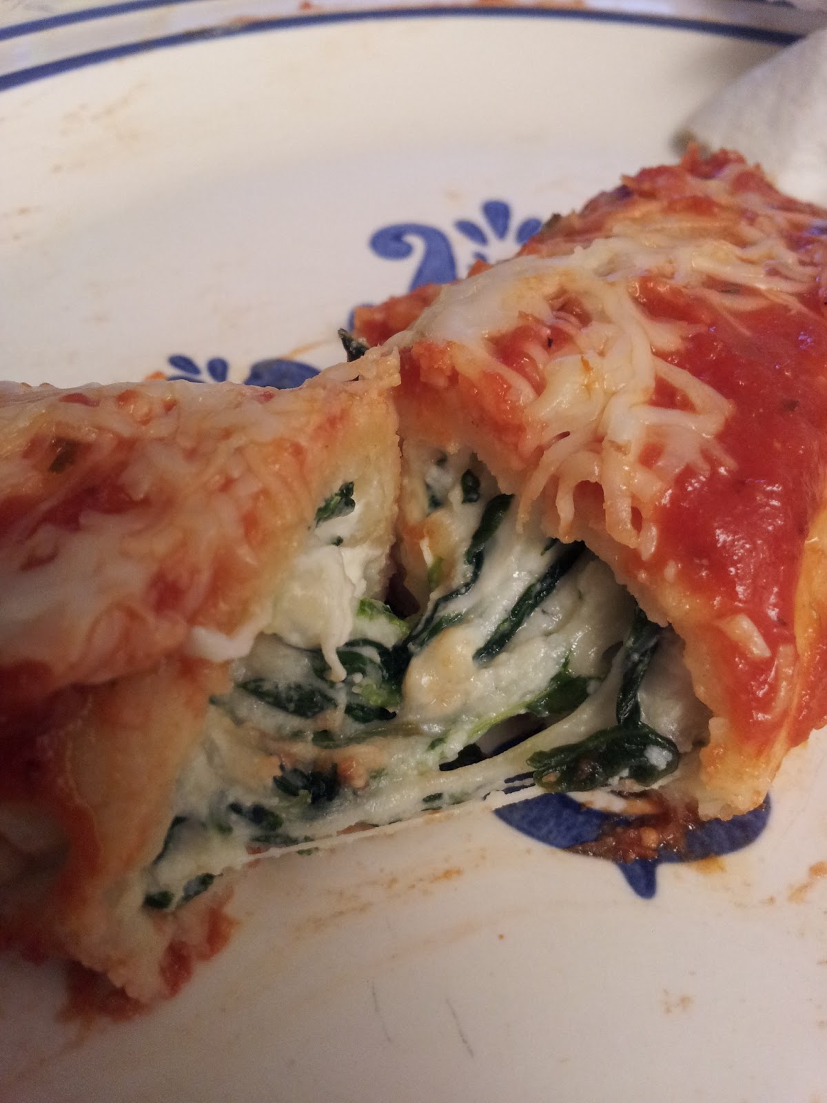COVERED IN BACON Spinach Cheese Manicotti