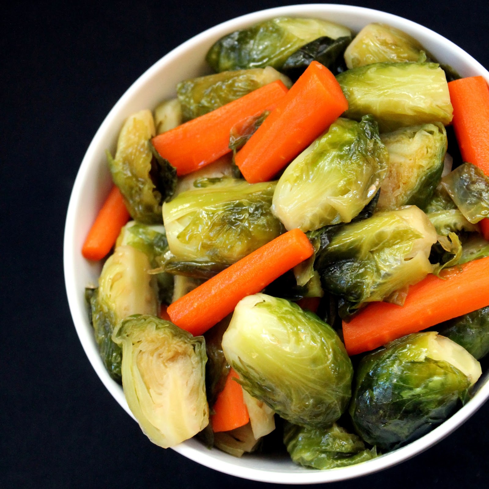 maple glazed brussel sprouts and carrots