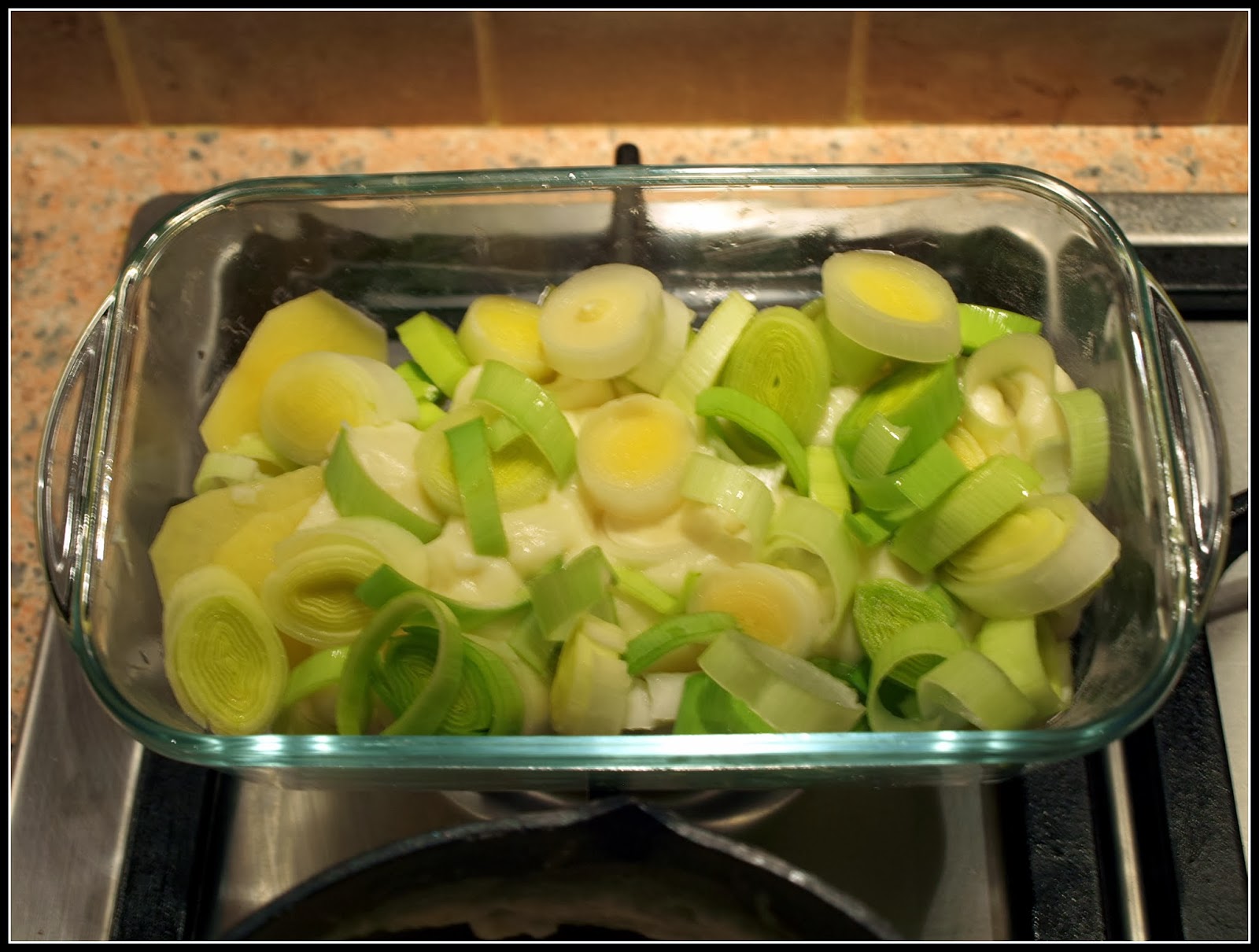 Mark's Veg Plot Potato, Leek and Bacon gratin