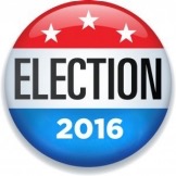 Red white and blue with white stars election 2016 button