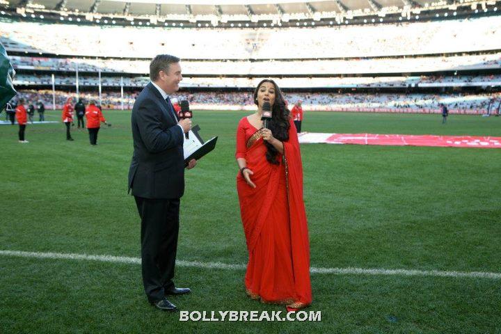 Vidya Balan at MCG in Red Saree - Vidya Balan in Red Saree at Melbourne Cricket Ground