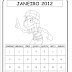 Calendários de 2012 - Turma do Chaves - Colorir e Usar no Caderno