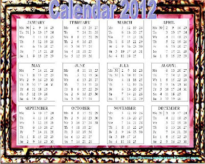 calendar 2012 with holidays