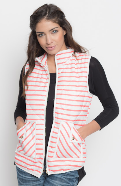 striped lightweight puffer vest 