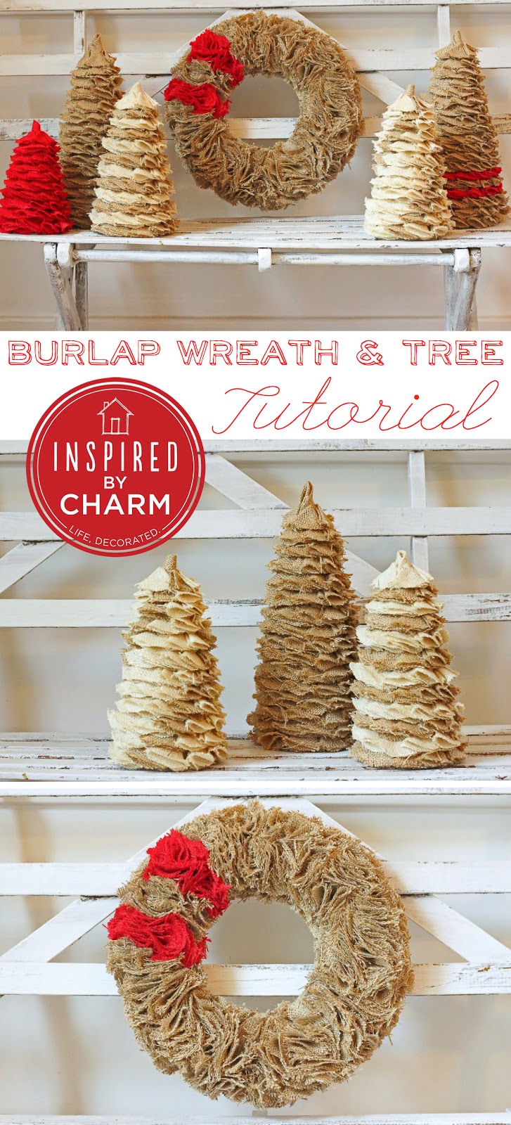 12 Days of Christmas, Day 2 // Burlap Tree and Wreath Tutorial