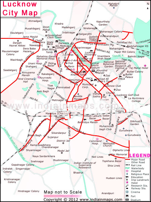 India In Maps Lucknow City Map