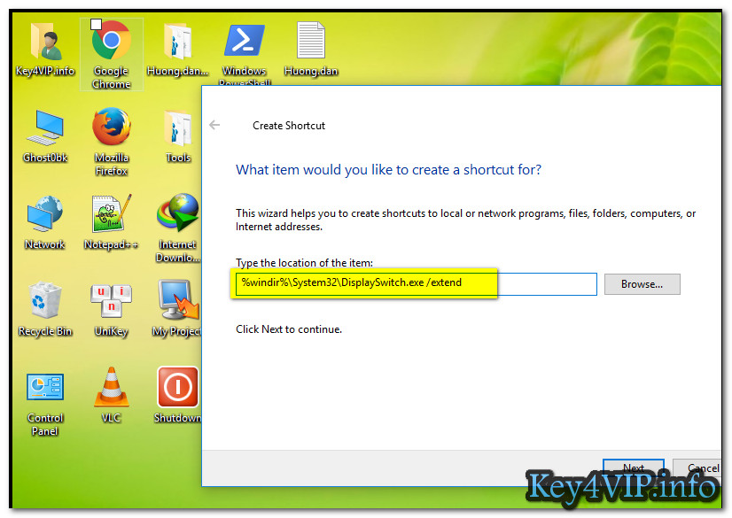 Hướng dẫn tạo Shortcut tính năng Display Switch trong Windows 10 Thủ