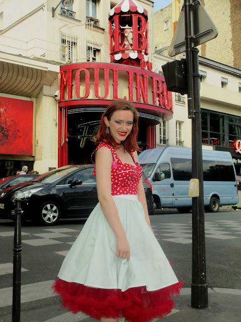 Moulin Rouge Cancan dancer petticoat mint and red