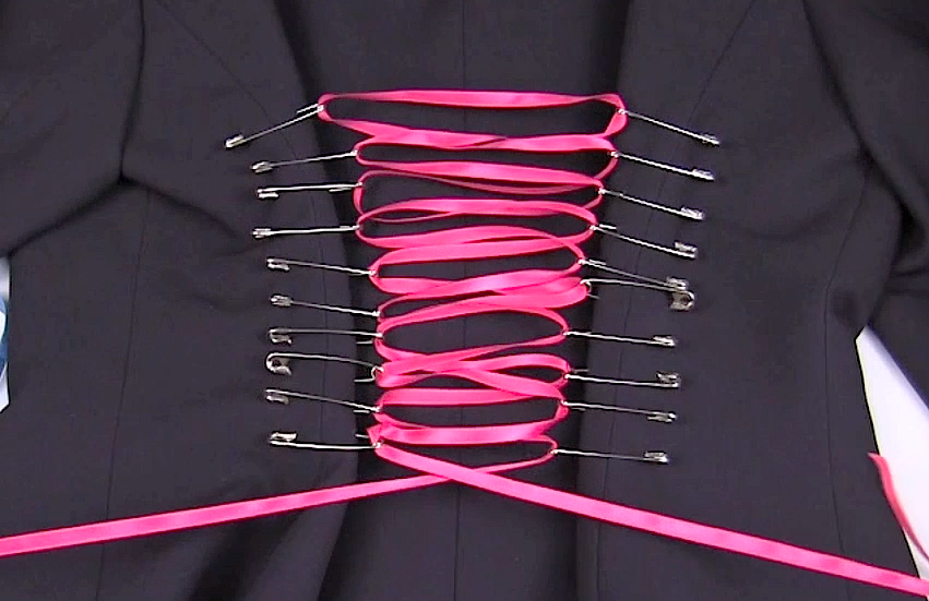Mark Montano Corset Back Blazer DIY Made with Safety Pins!