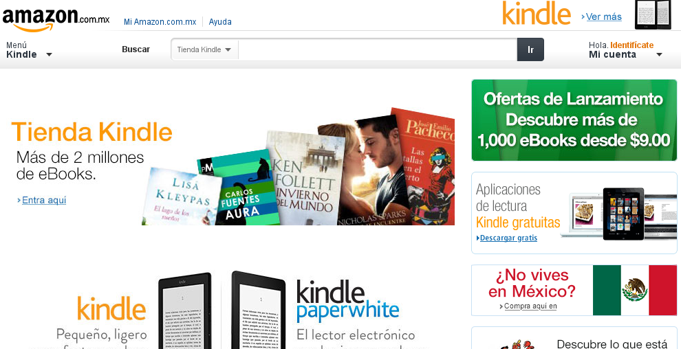 ¡Por fin! Amazon llega a México, o por lo menos sus libros. IN/OUT