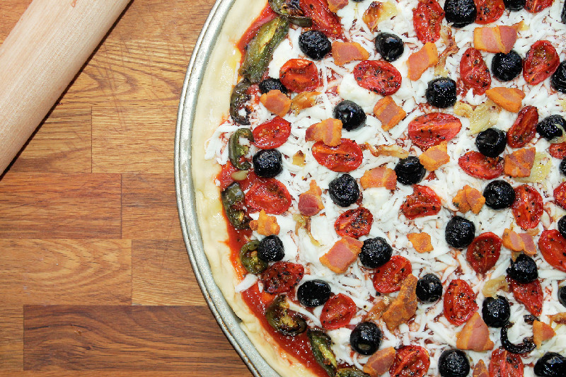 Creole Contessa Roasted Veggie Pizza with Pancetta Cracklings and