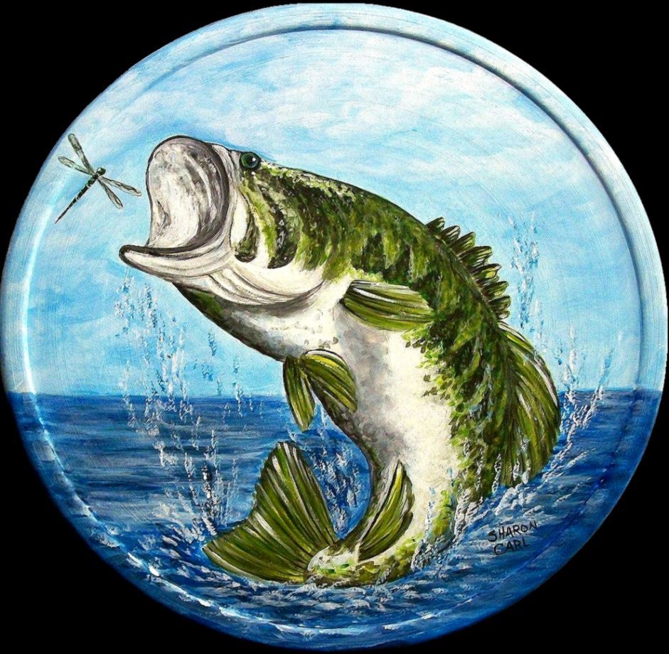 Handpainted Plate Largemouth Bass and by SharonsCustomArtwork Handpainted Plate Largemouth Bass and by SharonsCustomArtwork