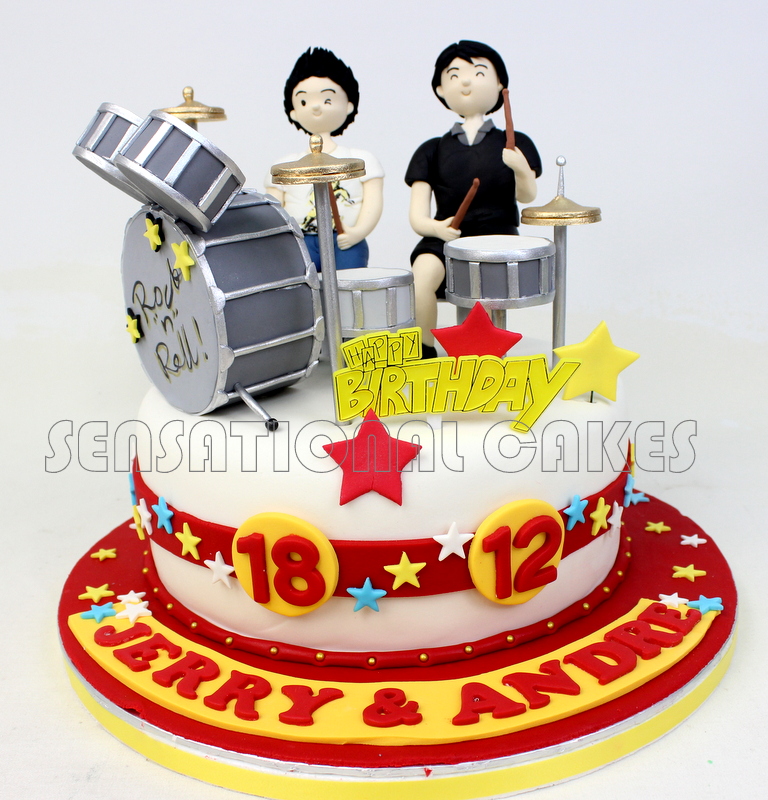 The Sensational Cakes DRUM SET TWINS BIRTHDAY CAKE SINGAPORE DETAIL