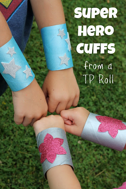 Make super hero cuffs from an empty paper roll