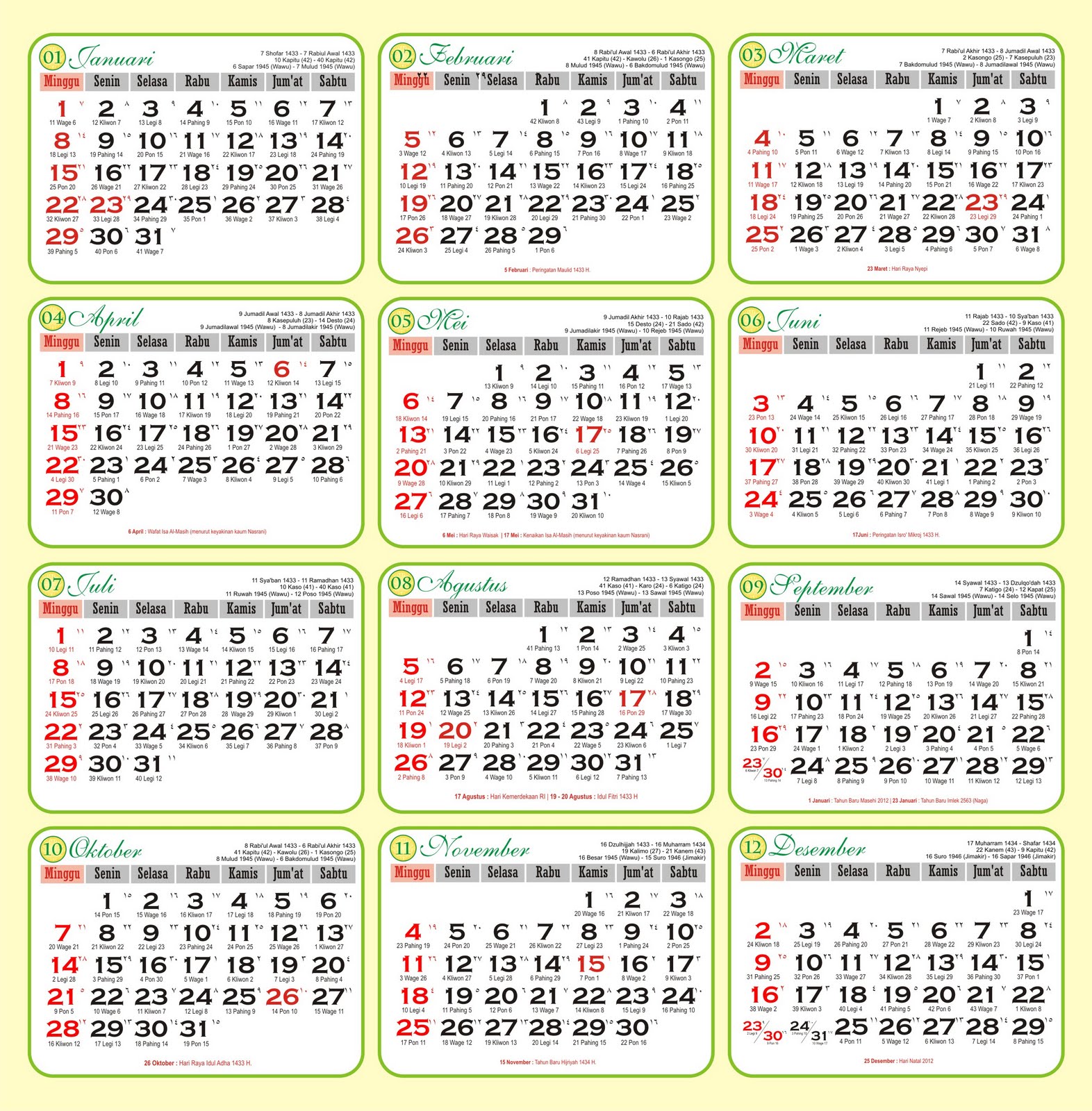 Kalender 2012 Komplit sketsavaganza