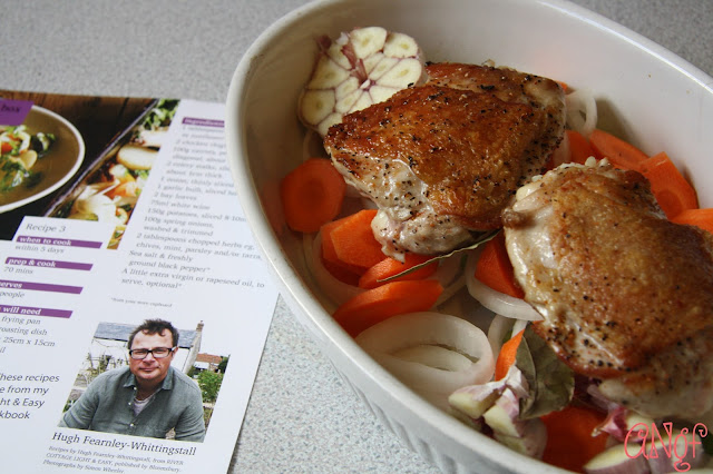 Chicken browned and ready to bake following Hugh Fearnley-Whittingstall's recipes on anyonita-nibbles.co.uk