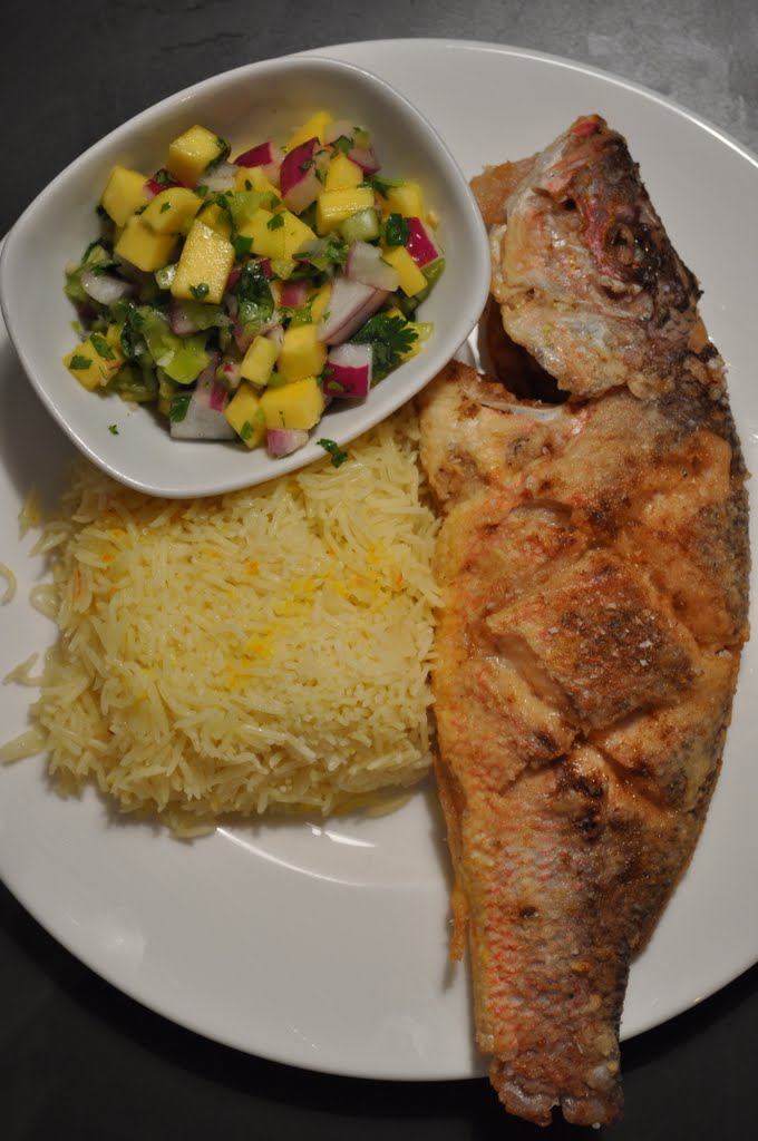 pan fried whole red snapper
