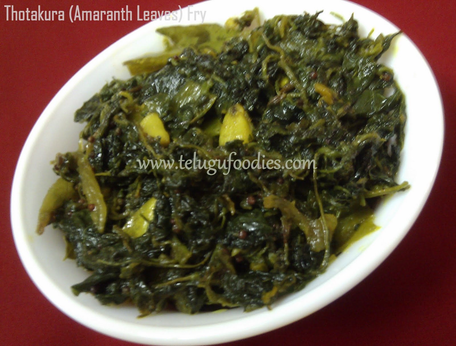 Thotakura (Amaranth Leaves) Fry Homemade Telugu Recipes