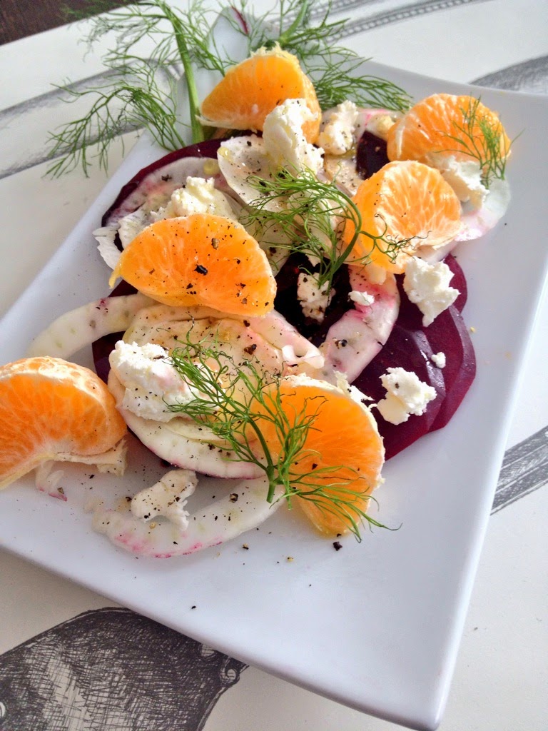 The LadyGirls' Table Shaved Fennel and Beet Salad with Goat Cheese
