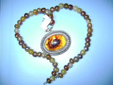 Chalcedony Necklace , Amber Pendant @ gemstonesbyatipat
