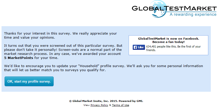 Survey results - Global test market