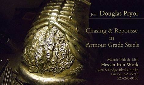 chasing and repousse in steel class with douglas pryor.debra montgomery