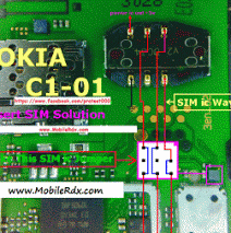 servis android clean sim jacket contacts and check replace the sim ic or make a sim ic jumper nokia c1 01 insert sim ic track above method does not work s means then check