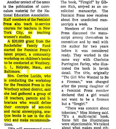 The Chronicle Of Cultural Misandry Rockefeller Foundation Helped Fund Feminist Press 1972