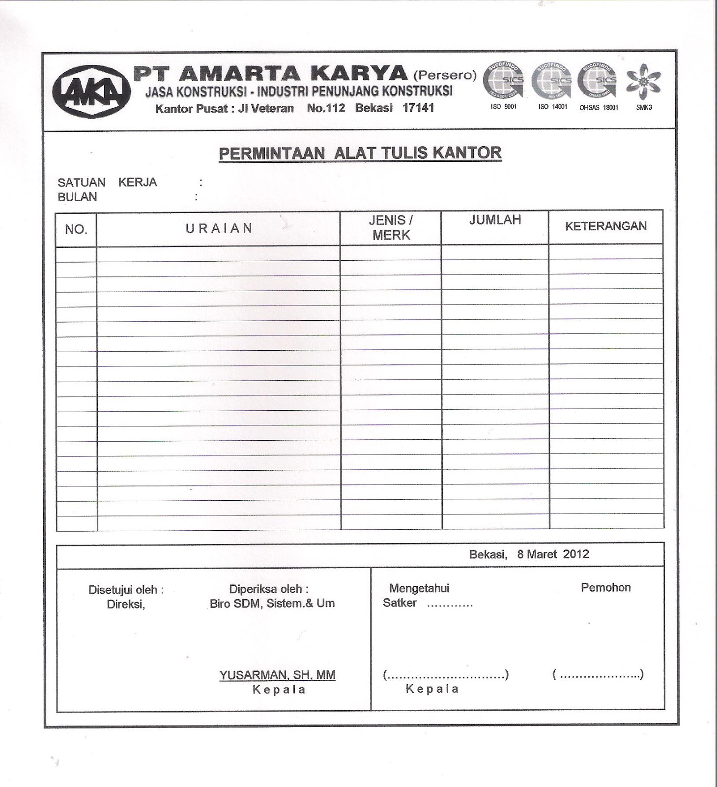 CONTOH SURAT DAN FORMULIR AMKA PT AMARTA KARYA Suka Suka CONTOH SURAT DAN FORMULIR AMKA PT AMARTA KARYA Suka Suka