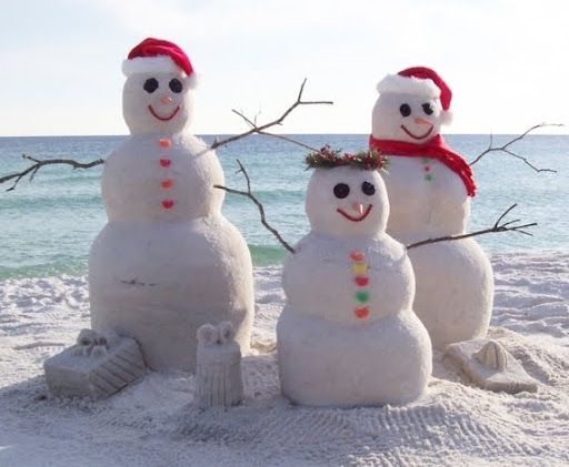 sand snow man at the beach in Seaside FL