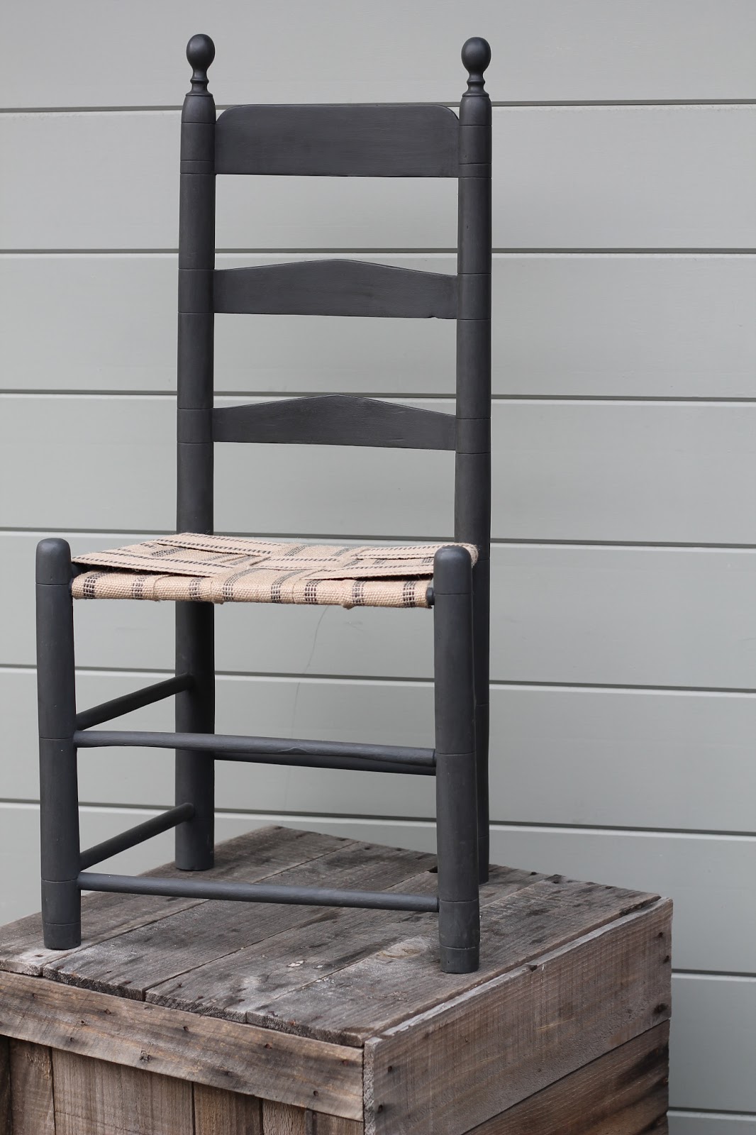 Walrus Black Ladder Back Chair with Woven Jute Seat.