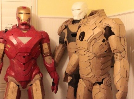 geeky mommy building an iron man suit from cardboard