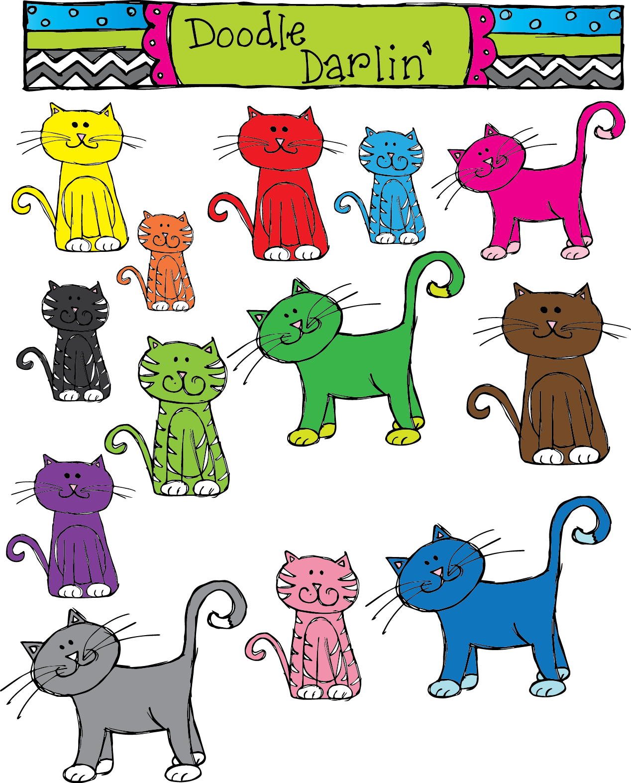 Doodle Darlin' Numbers, Cats and Sneakers Oh My!