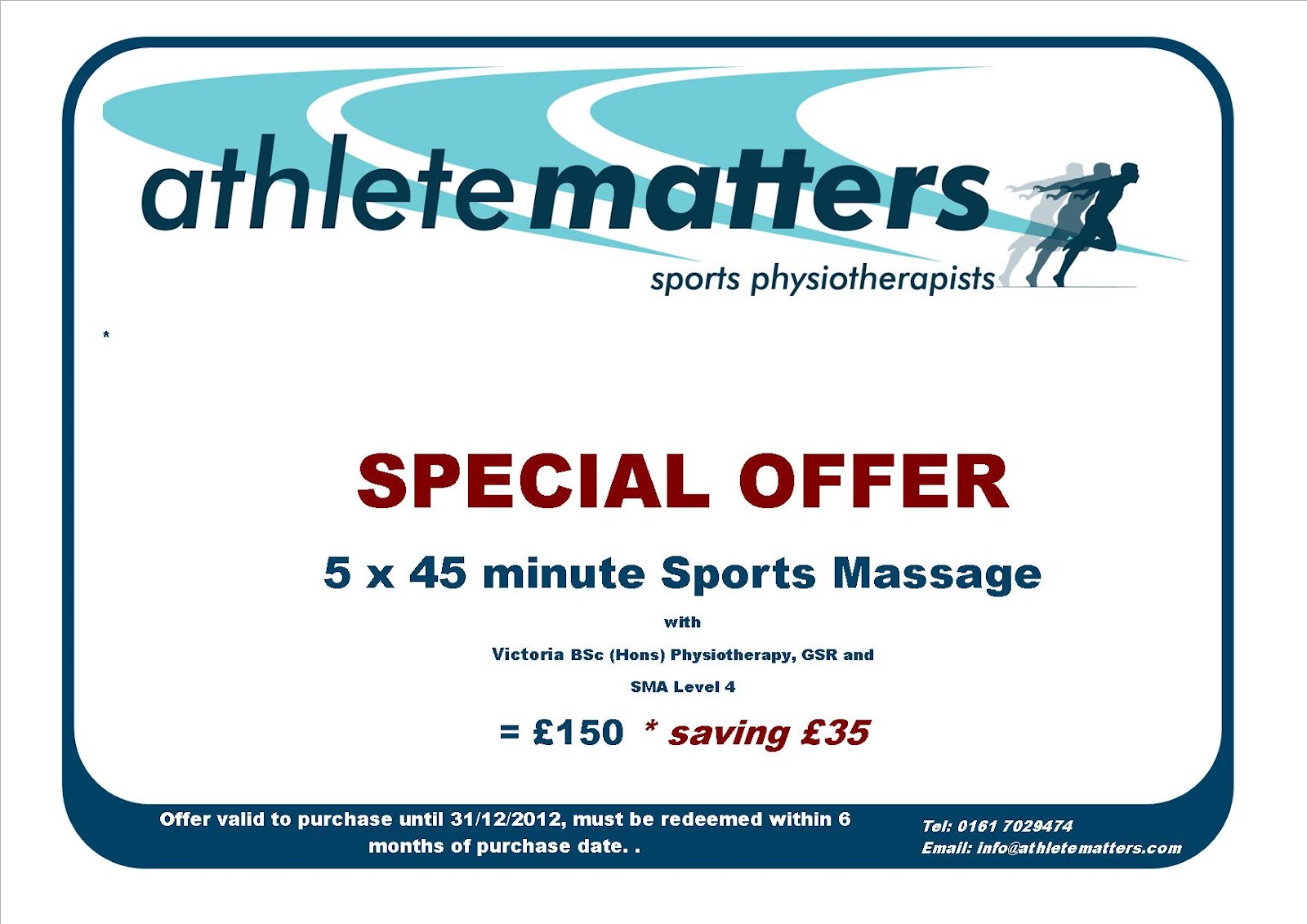 Athlete Matters special offer on SPORTS MASSAGE