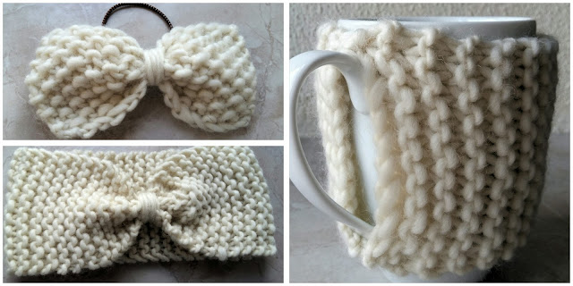 we are knitter , tricot , noeud , bandeau , cache-mug , tuto