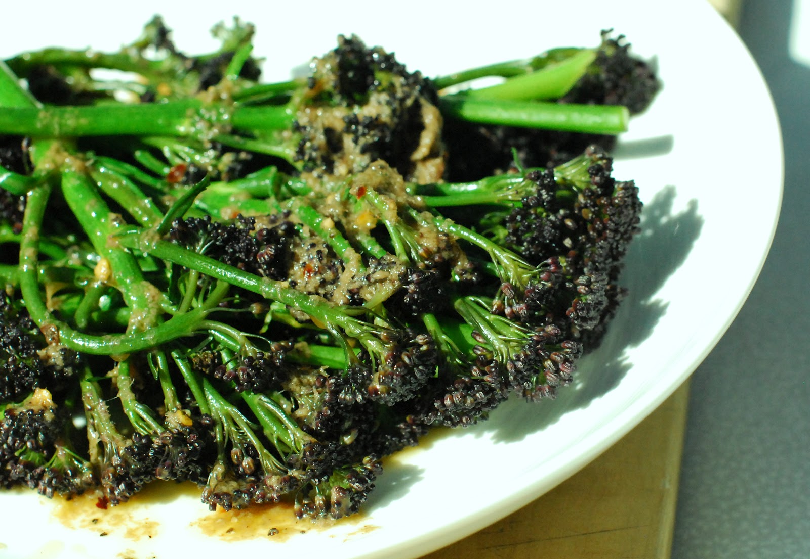 Pantry and Parlour Purple sprouting broccoli with anchovy dressing