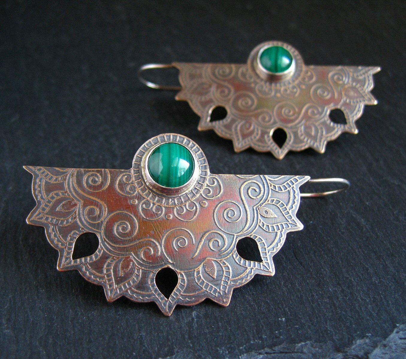 Malachite And Bronze Earrings Revisited