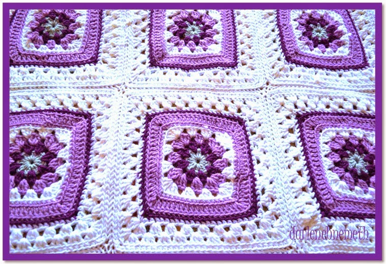 Let It Shine Purple and White Granny Square Blanket