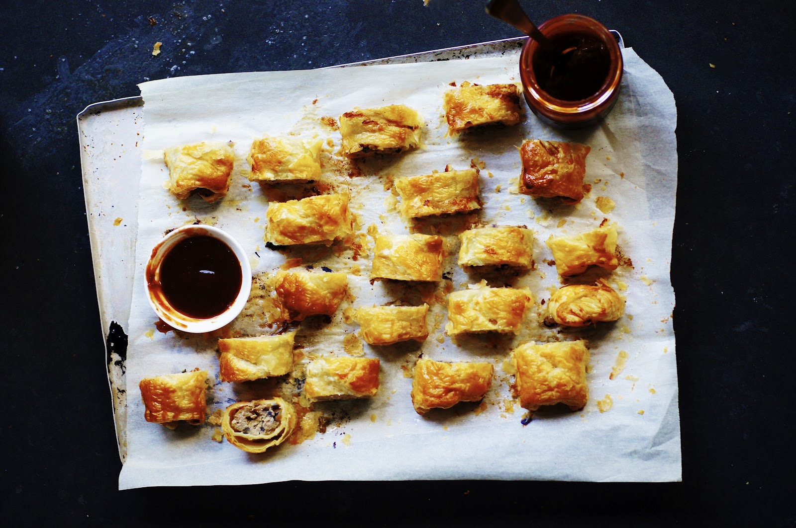 The Other Crumb Chipotle Pork Sausage Rolls with Cognac BBQ Sauce