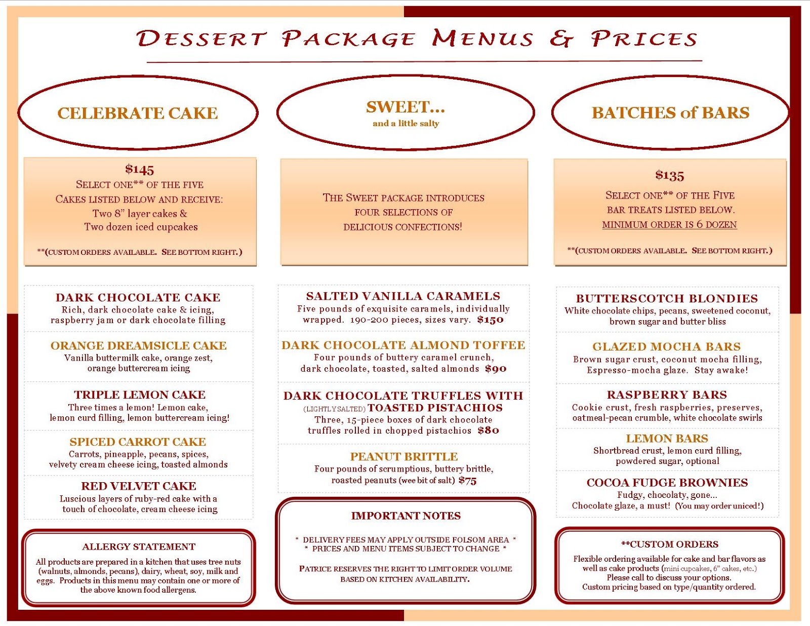 PATRICE'S CAKES AND CONFECTIONS PATRICE'S CAKES AND CONFECTIONS