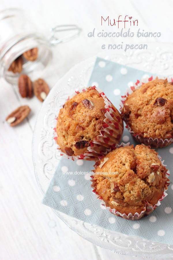 Muffin al cioccolato bianco e noci pecan