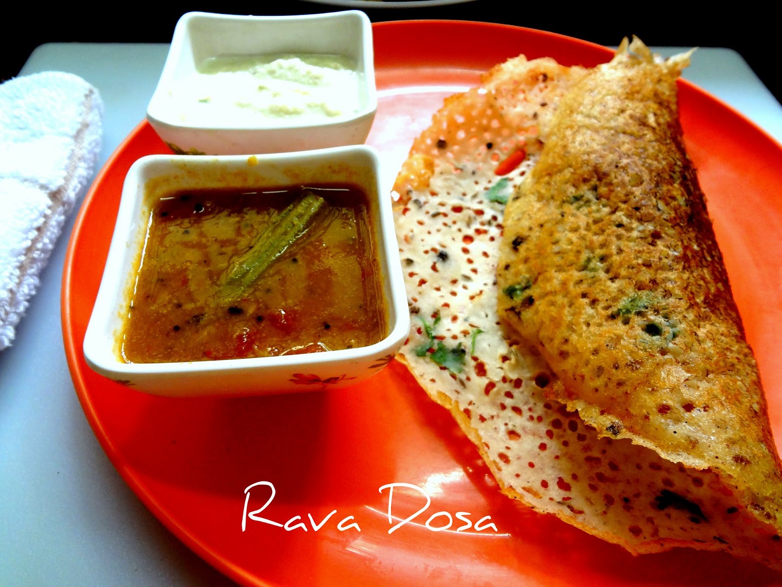Rava Masala Dosa (Spiced semolina and flours crepes )