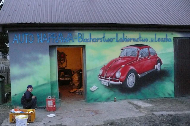 Obraz namalowany na ścianie VW Garbus, Bydgoszcz