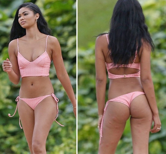 Mosquitoes pay a visit to Chanel Iman's butt during shoot in Hawaii