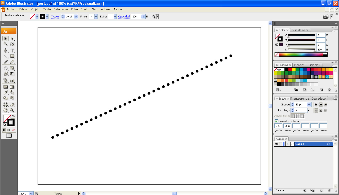 AYTUTO Dibujar una línea punteada en ILLUSTRATOR